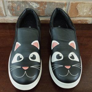 Black & White Cat Slip-On Sneakers 7 1/2 Bamboo
